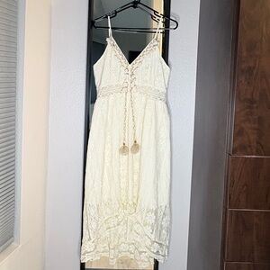 White Lace Dress with asymmetrical hem
